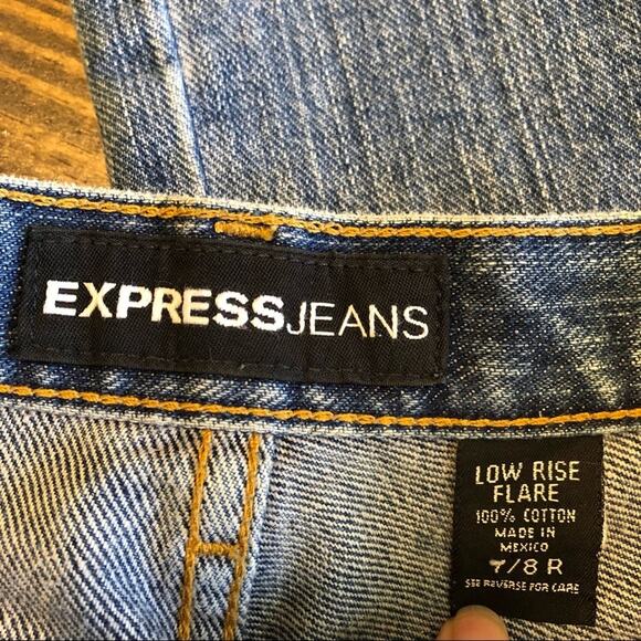 Express Jeans Women’s Size 7 Low Rise Flare Boho Hippie Vintage y2k Retro - Picture 3 of 5